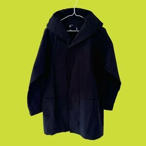Cha Na Cotton Canvas Trench Rain Coat Jacket Black S